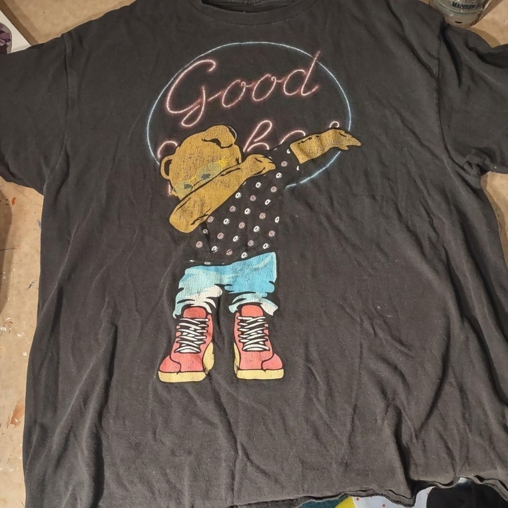 Good Vibes Dabbing Bear Grey T Shirt With Design On Back Size Large